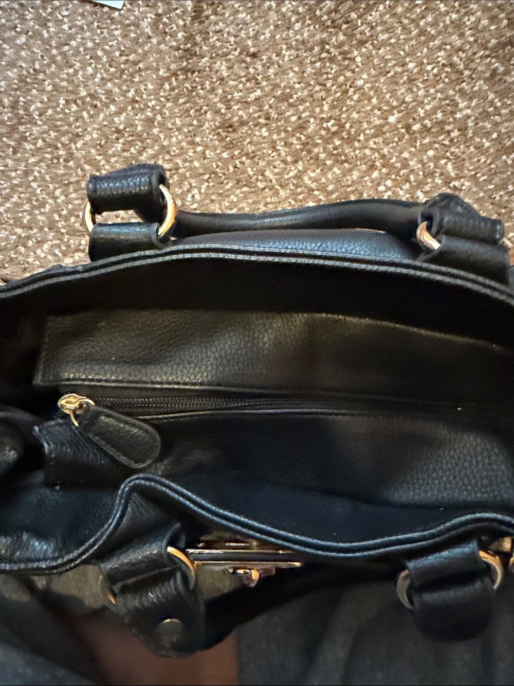 The Bradford Exchange Leopard Print Satchel with Black Trim and Gold Hardware